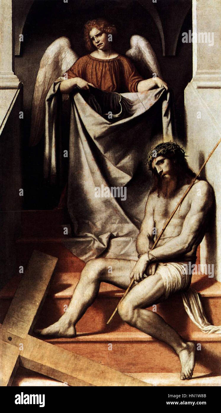 Moretto da Brescia war ein italienischer Maler aus der Renaissance, bekannt für seine detaillierten und religiösen Werke, die die spirituelle Atmosphäre seiner Zeit widerspiegeln. Stockfoto