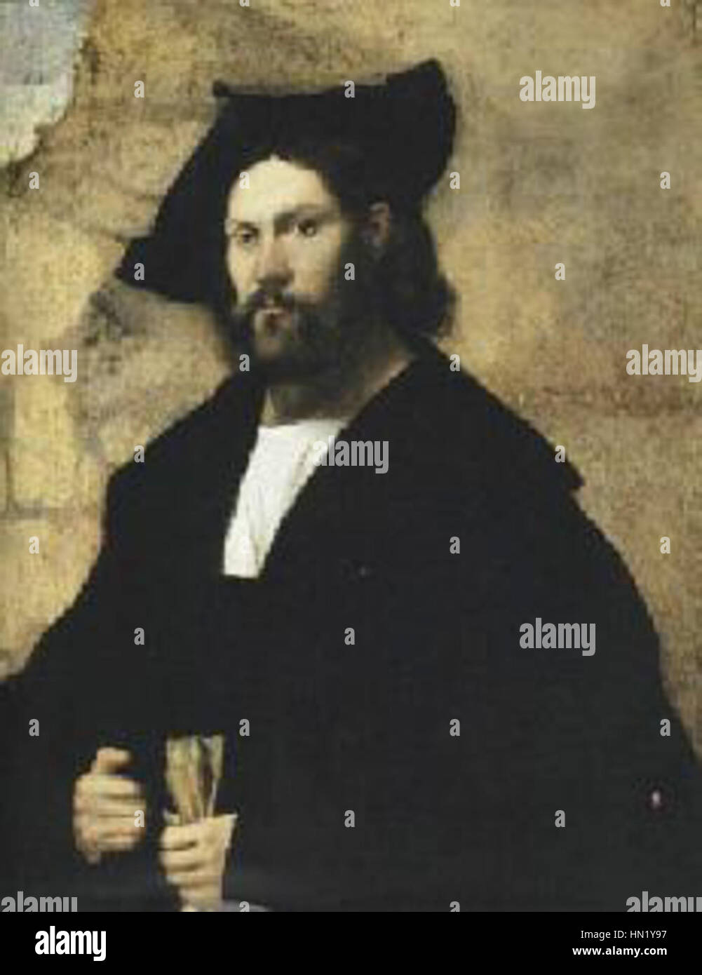 Marco Basaitis Gemälde ist ein Beispiel für venezianische Renaissance-Kunst, die komplizierte Details und die Verwendung von Perspektive zeigt, um die Tiefe zu erhöhen. Basaitis Stil ist bekannt für seine religiösen Werke und überbrückt gotische Einflüsse und Techniken der frühen Renaissance. Stockfoto