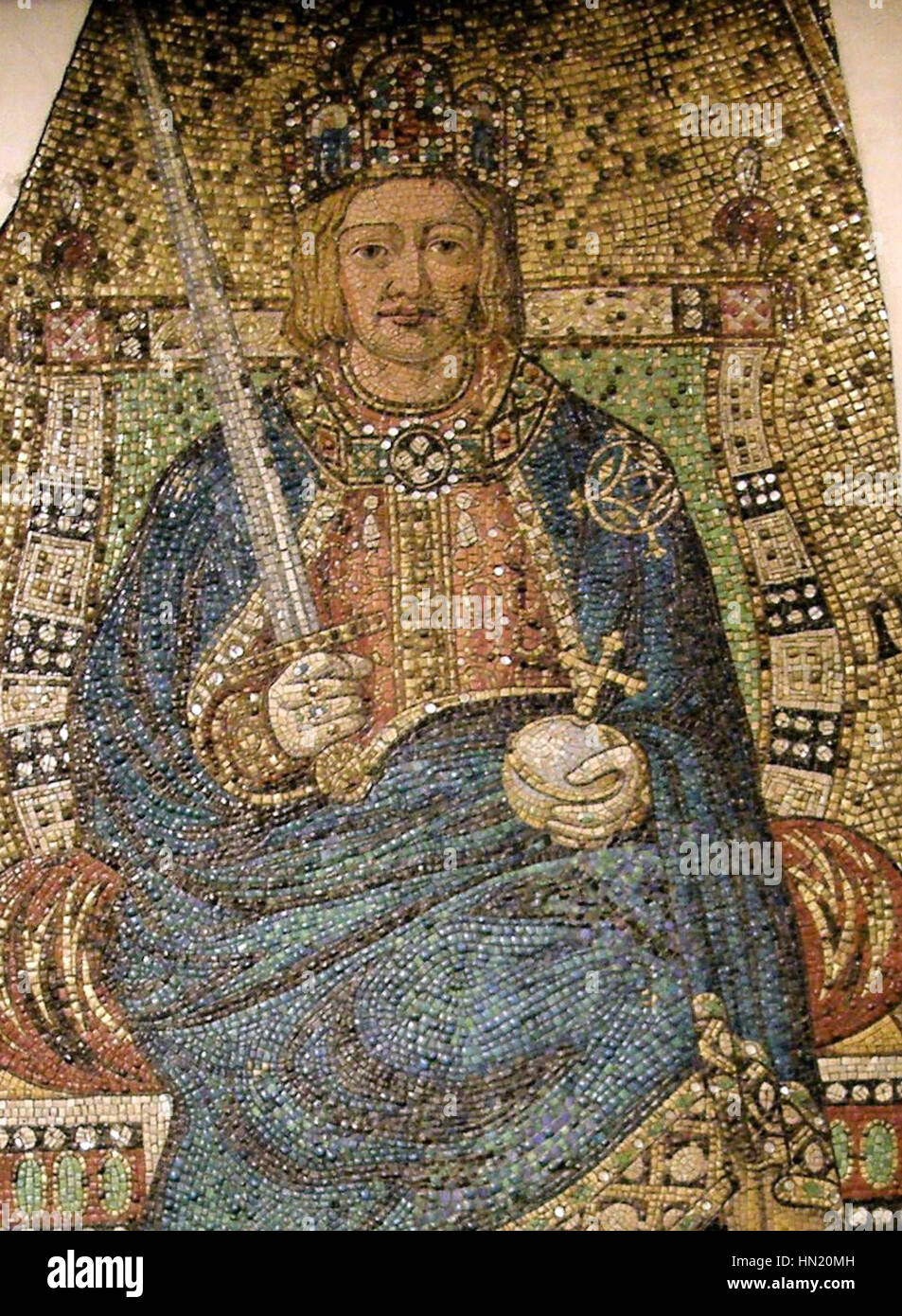 Ludwig IV., Kaiser des Heiligen Römischen Reiches, wurde in diesem königlichen Porträt dargestellt. Seine Herrschaft markierte bedeutende politische Entwicklungen in Europa während des frühen 14. Jahrhunderts, insbesondere bei der Stärkung der kaiserlichen Autorität. Stockfoto