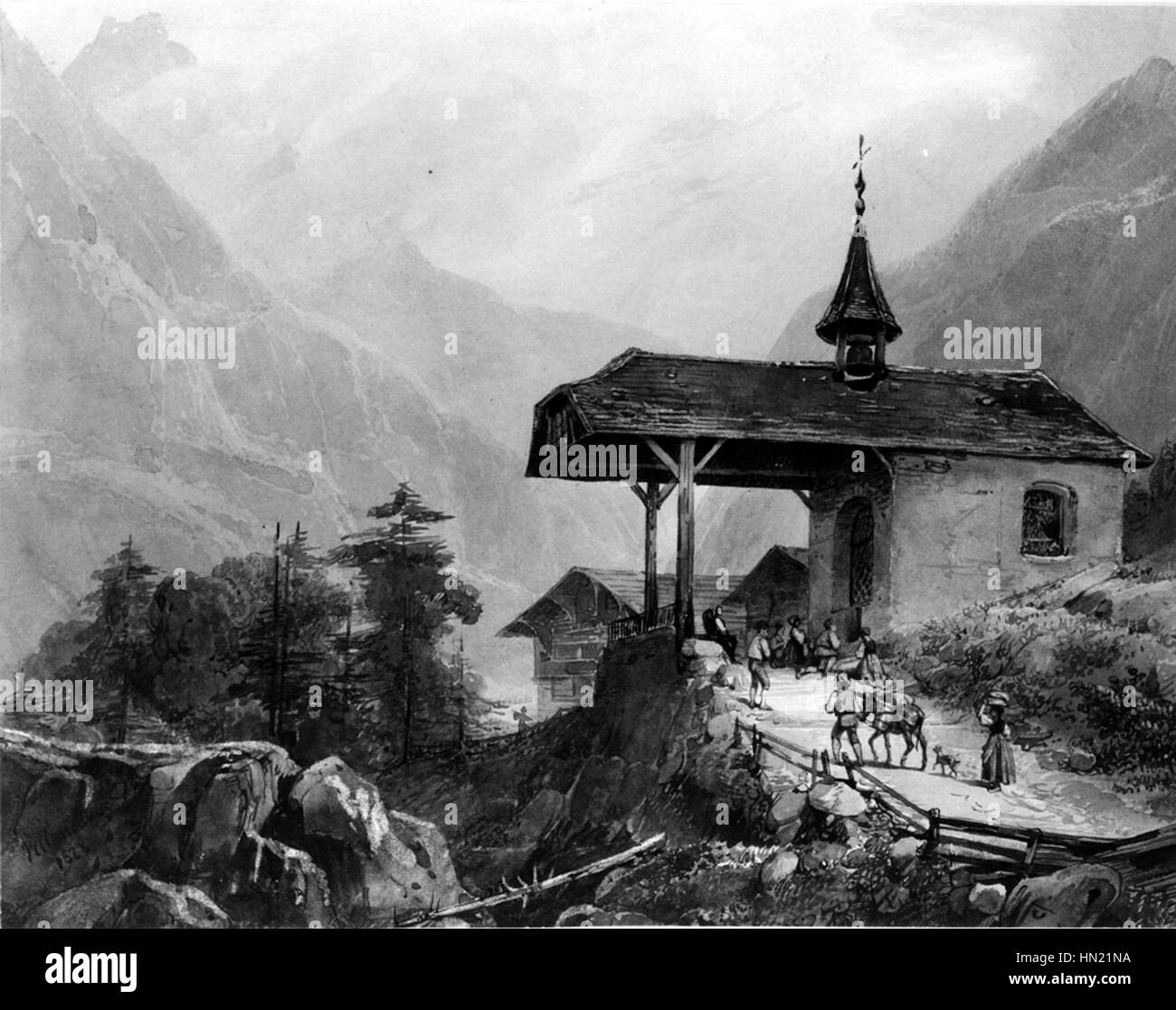 Louis Jules Frederic Villeneuve - Kapelle in den Bergen - Walters 371327 Stockfoto