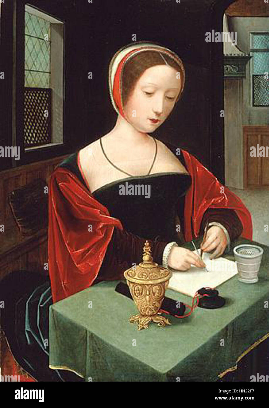 Meister der weiblichen halber Länge-Saint Mary Magdalene auf ihrem Schreibtisch - 16. Jh. Stockfoto