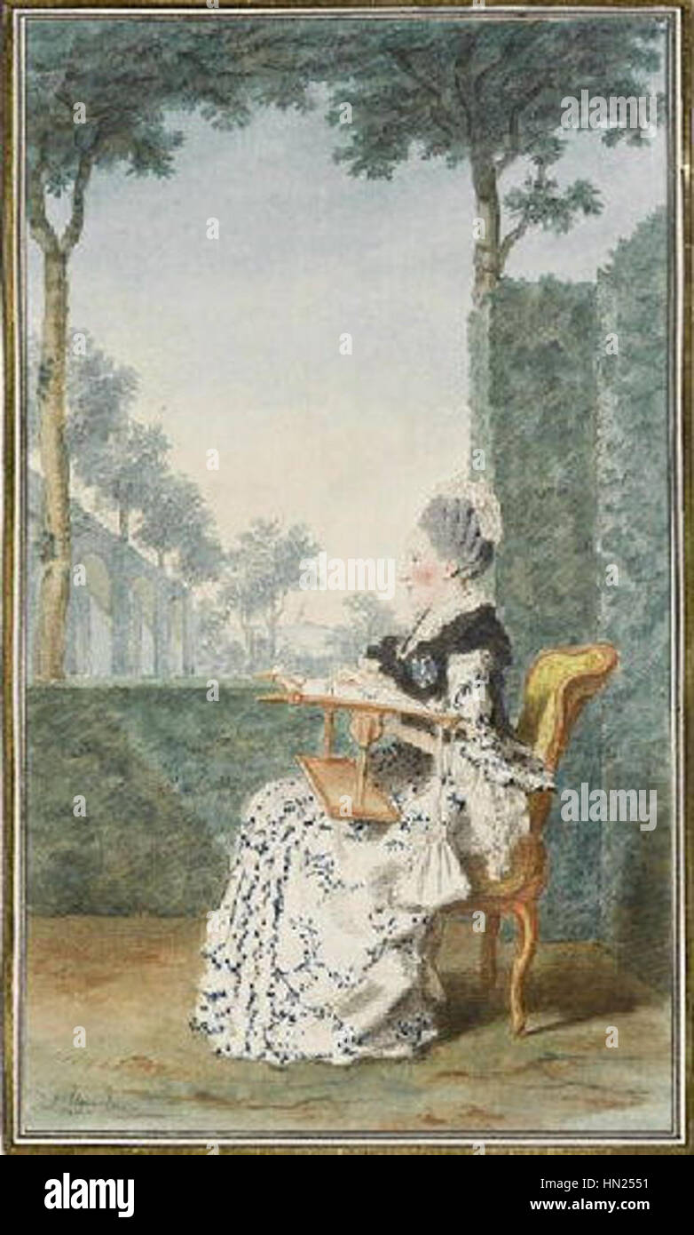 Dieses Porträt von Madame la Comtesse de Damas spiegelt die aristokratische Eleganz des Frankreich des 18. Jahrhunderts wider und zeigt ihre raffinierte Kleidung und ihren edlen Status in der französischen Gesellschaft. Stockfoto Dieses Porträt von Madame la Comtesse de Damas spiegelt die aristokratische Eleganz des Frankreich des 18. Jahrhunderts wider und zeigt ihre raffinierte Kleidung und ihren edlen Status in der französischen Gesellschaft. Stockfoto