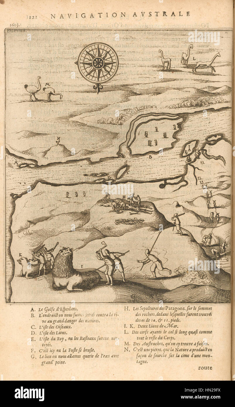 Karte von der Magellanstraße von Schouten und Le Maire Expedition, 1616 WDL3971 entwickelt Stockfoto