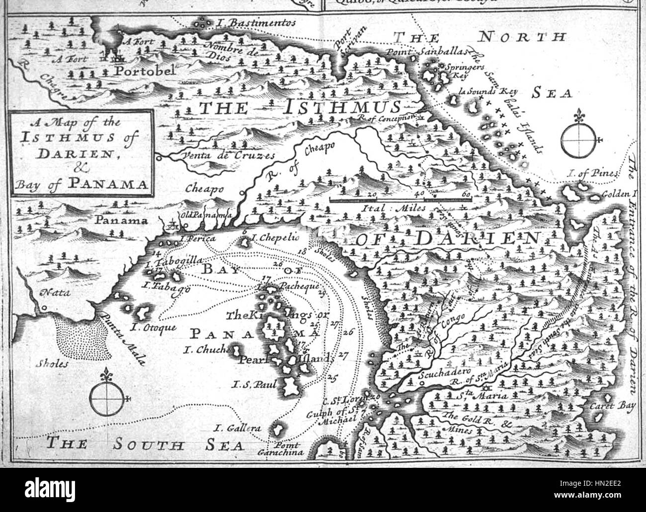 Karte des Isthmus von Darien und Panama Stockfotografie Alamy