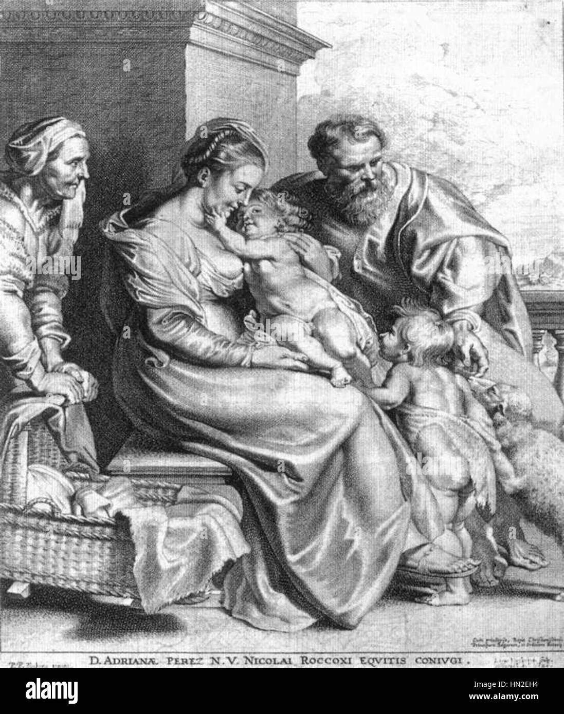 Lucas Vorsterman - Heilige Familie mit Johannes und St. Elisabeth - WGA25302 Stockfoto