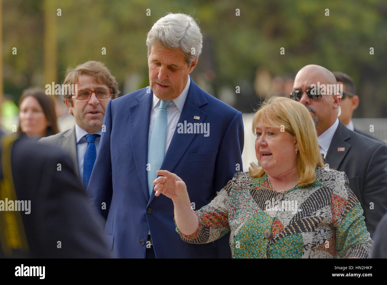 Buenos Aires, Argentinien - 4. August 2016: United States Secretary Of State John Kerry L und argentinische Außenminister Susana Malcorra. Stockfoto