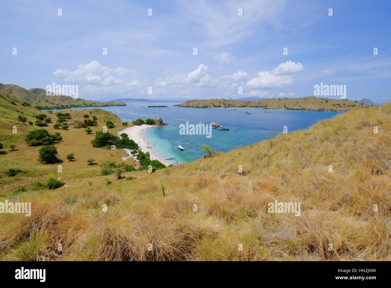 Rosa Beach. Einer der wichtigsten touristischen Destination im Nationalpark Komodo, Flores, Indonesien. Stockfoto