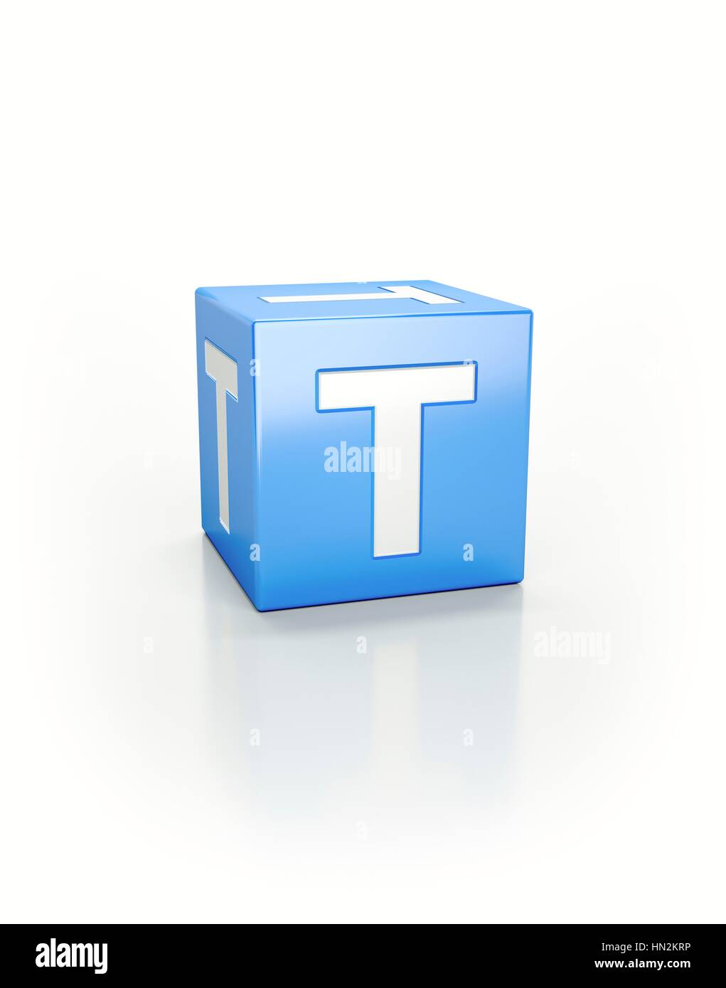Blauen Würfel mit Buchstaben T. Stockfoto