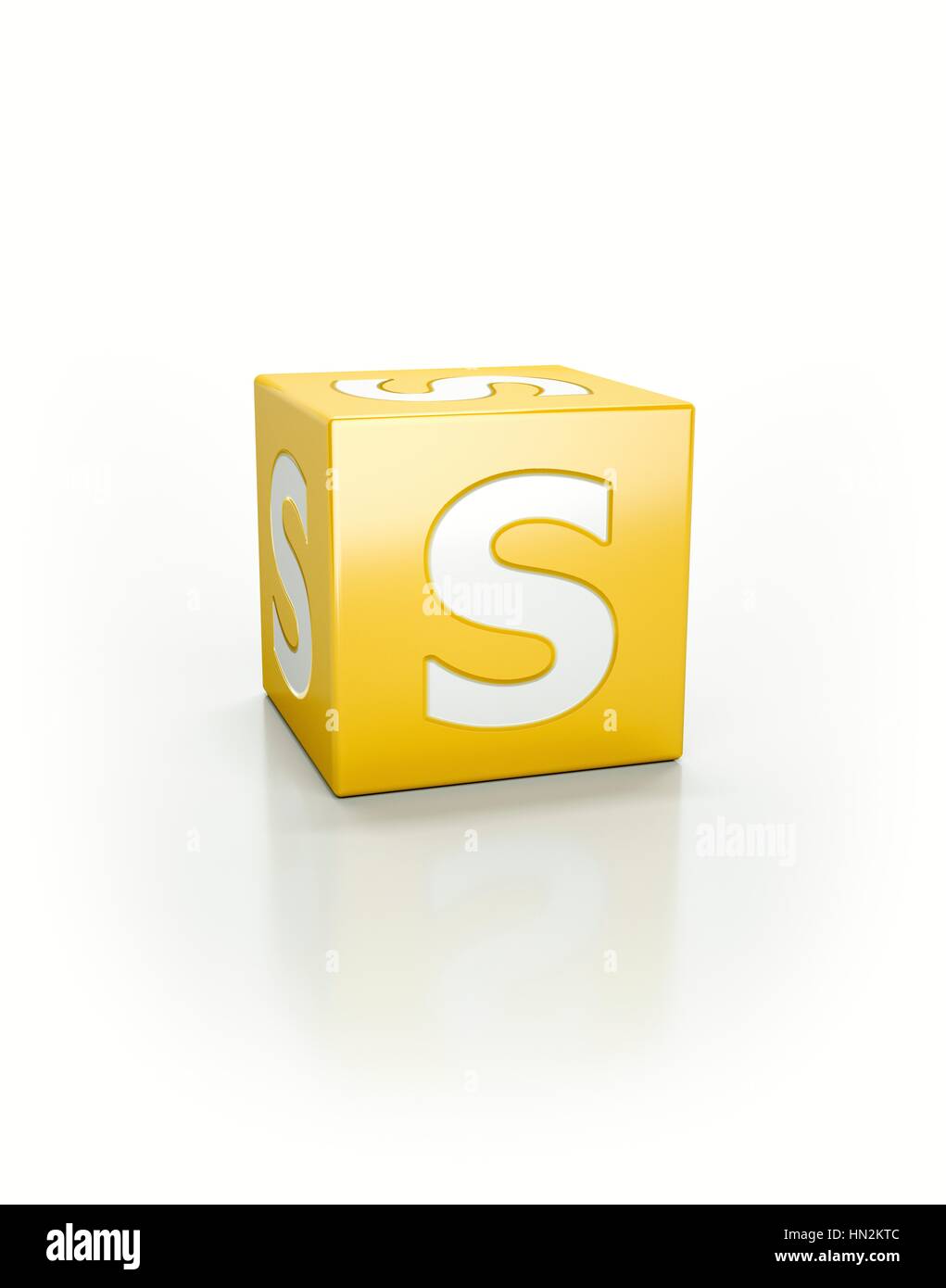 Gelben Würfel mit Buchstaben S. Stockfoto