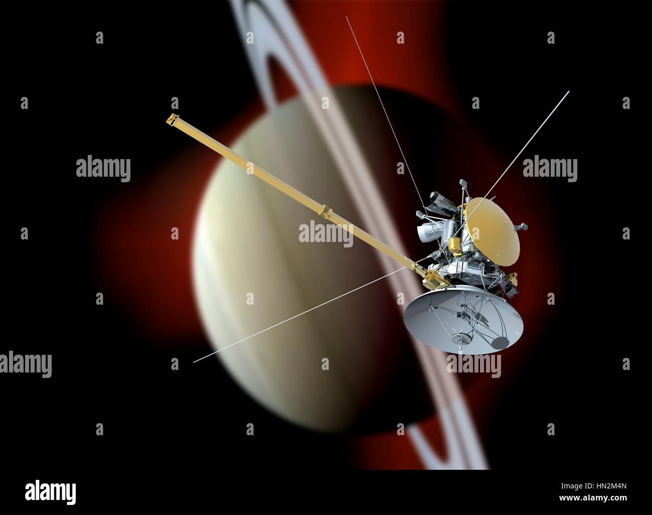 Cassini und Saturn, Abbildung. Stockfoto