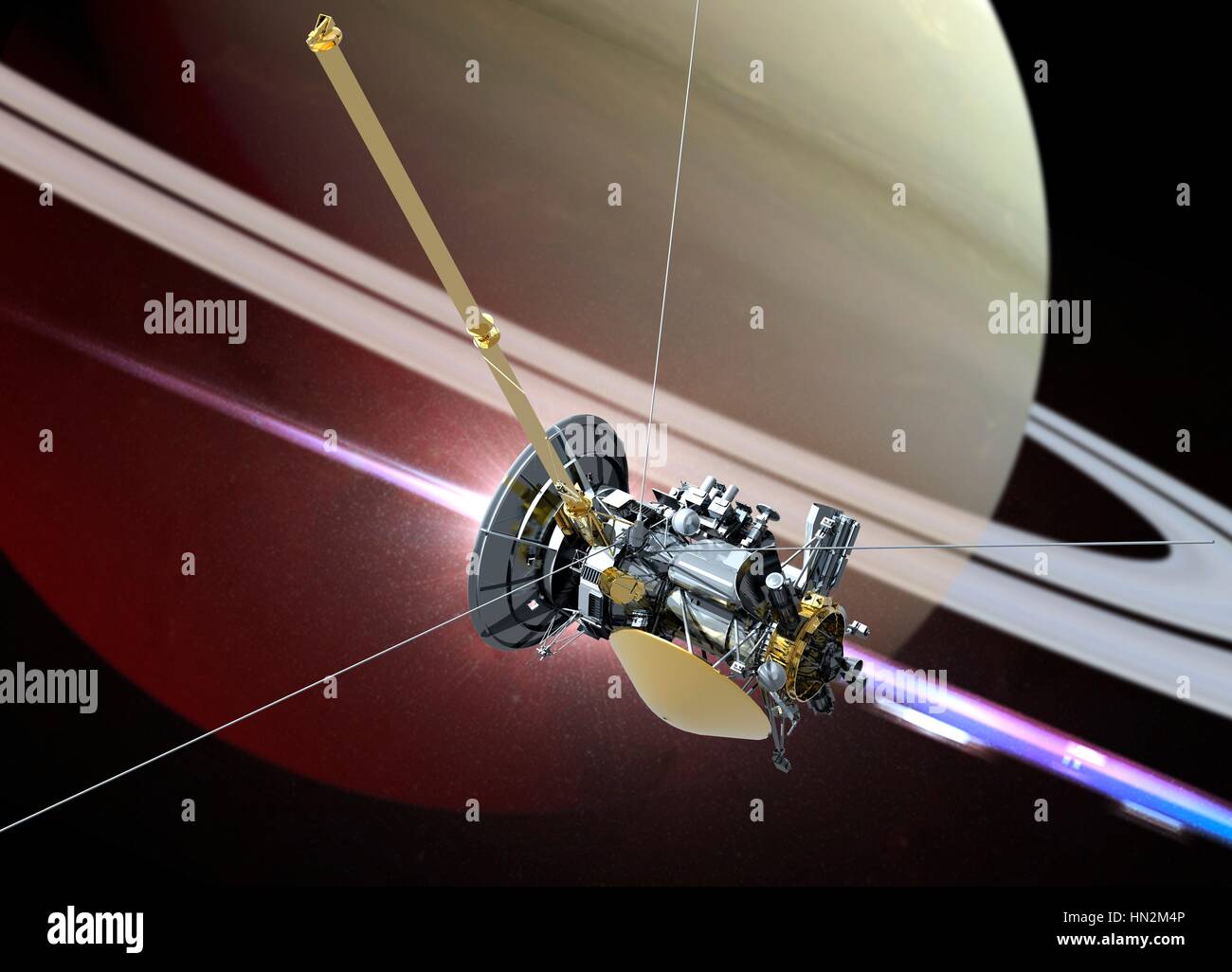 Cassini und Saturn, Abbildung. Stockfoto