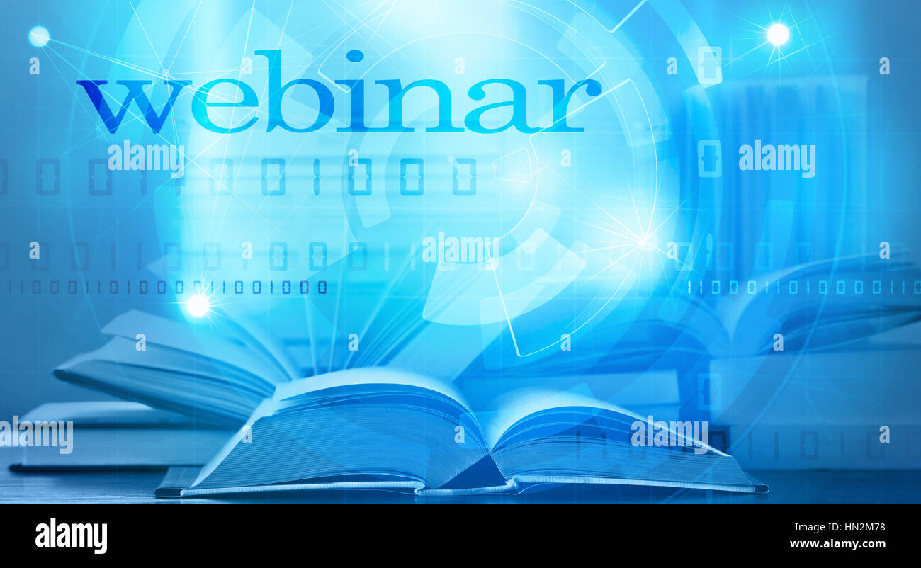 Webinar-Trainingsbücher Stockfoto