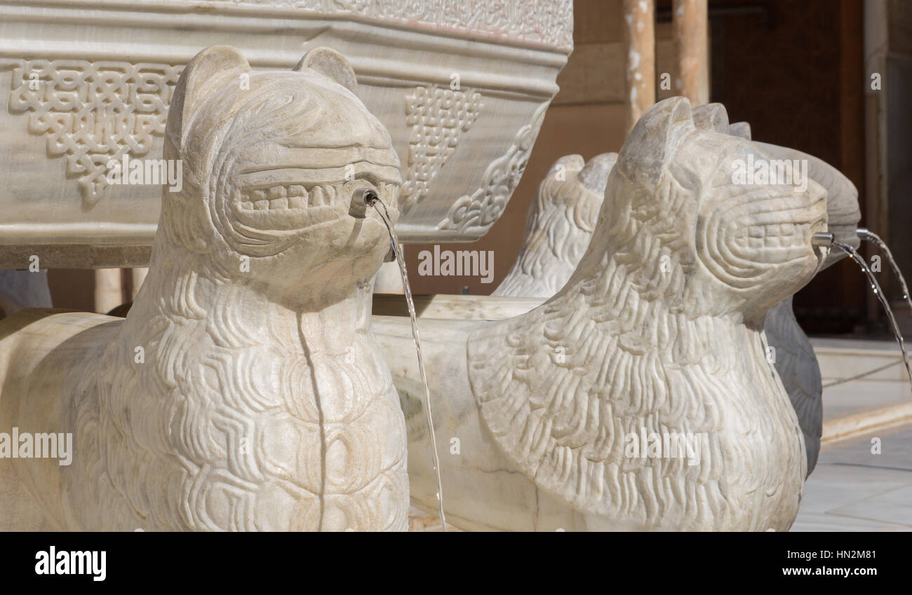 Nahaufnahme der Löwenbrunnen Alhambra Stockfoto