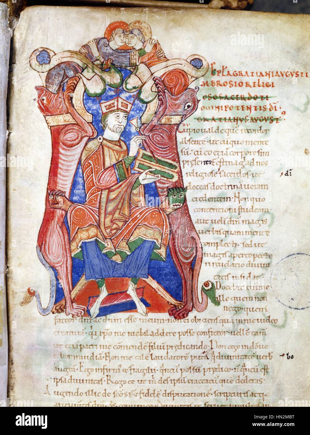 Manuskript von St. Ambroise, aus der Abtei von Saint-Euroul. Gratien schreiben mit einem Stilett auf Wachs Tabletten Frankreich frühen 12. Jahrhundert Bibliotheque d'Alencon Stockfoto