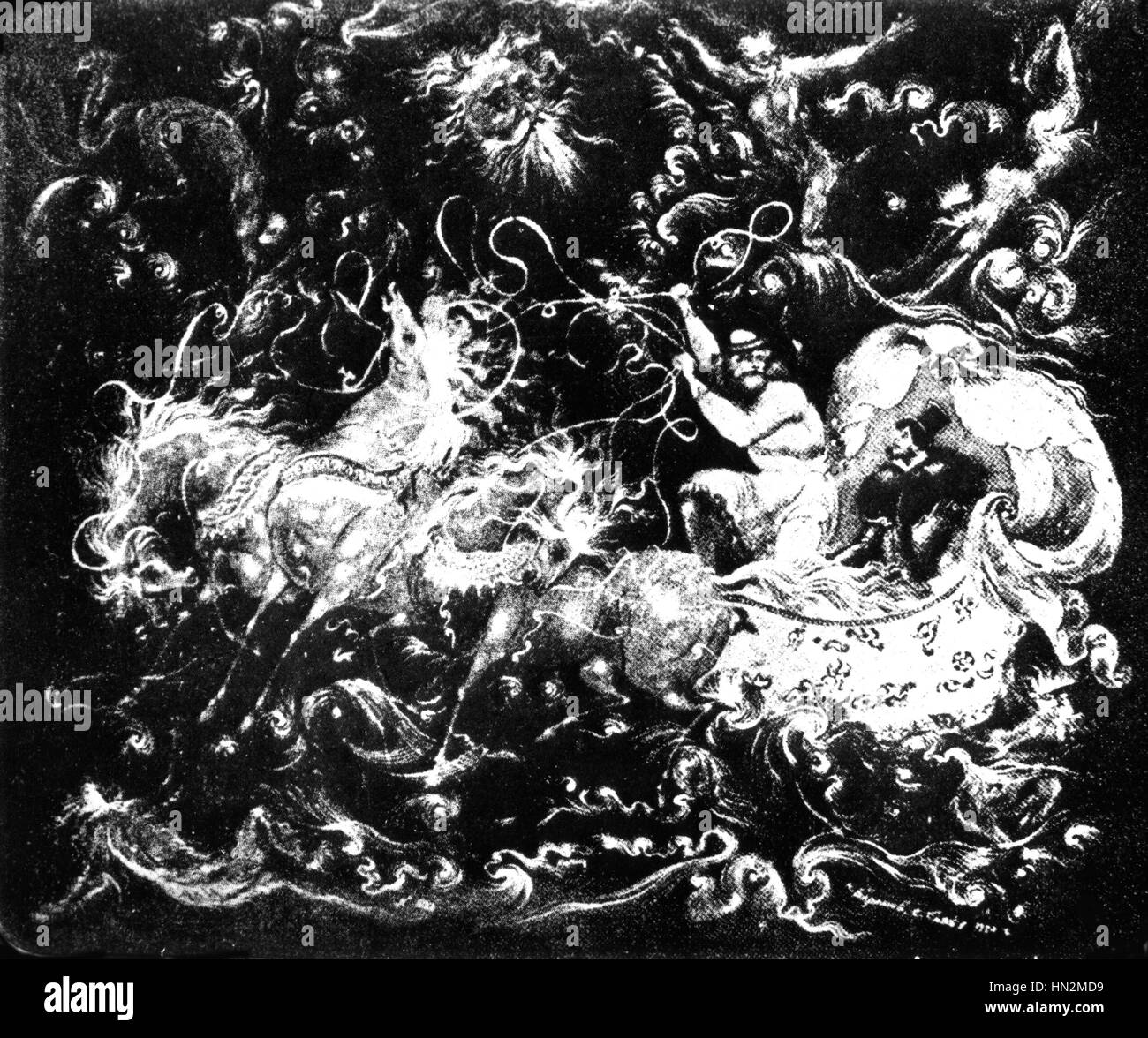 Komposition von j.j. Golikow, nach dem Gedicht von Alexander Pushkin, "Dämonen" 20. Jahrhundert Russland Stockfoto