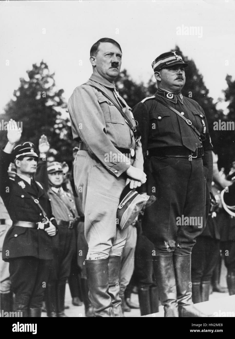 Hitler mit S.A. Stabschef, Ernst Rohm 1933/1934 Deutschland Stockfoto