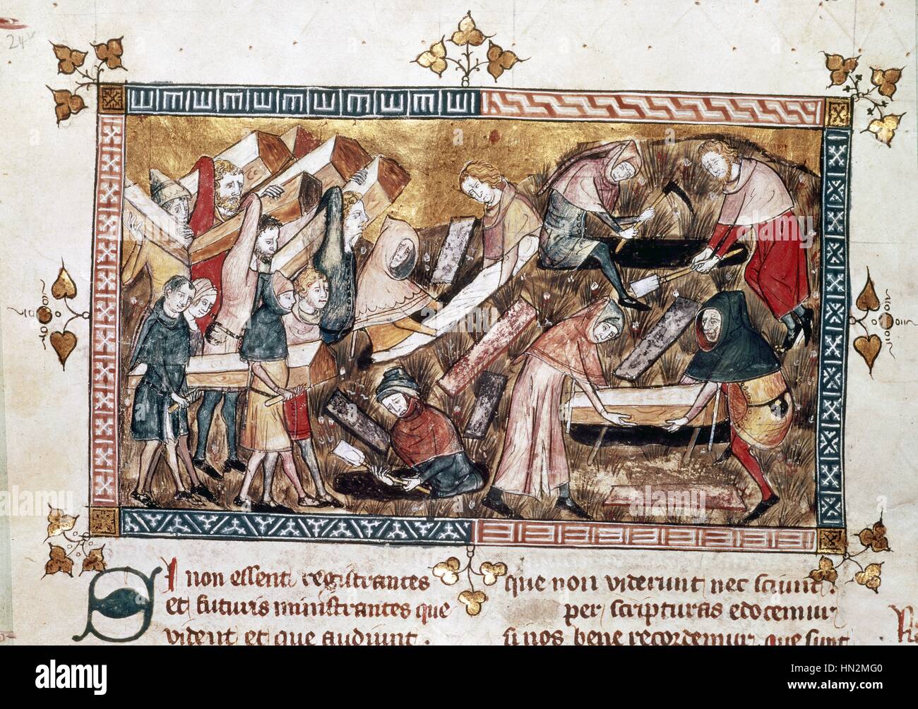 Gilles de Muisit Annalen, die Pest in Tournai 1349 Frankreich Brüssel, Bibliothèque royale Stockfoto
