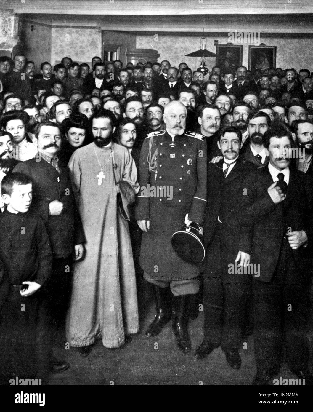 Papst Gapone, Leiter der Fabrik-Arbeiter-Bewegung und der Präfekt der Polizei von Sankt Petersburg 1905 in Russland - Russische Revolution von 1905 Stockfoto