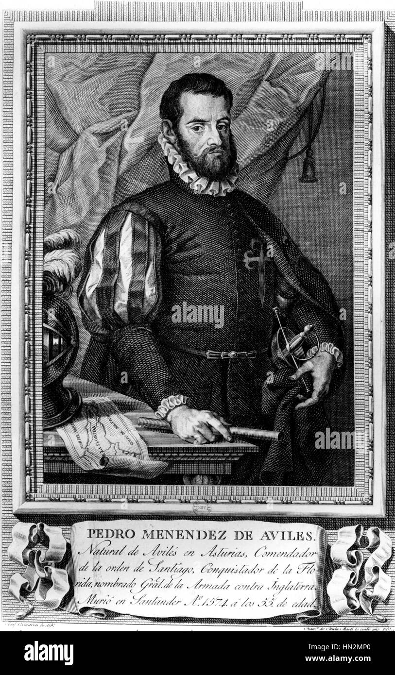 Pedro Menendez de Aviles, Gründer des 16. Jahrhunderts in Amerika Florida Stockfoto