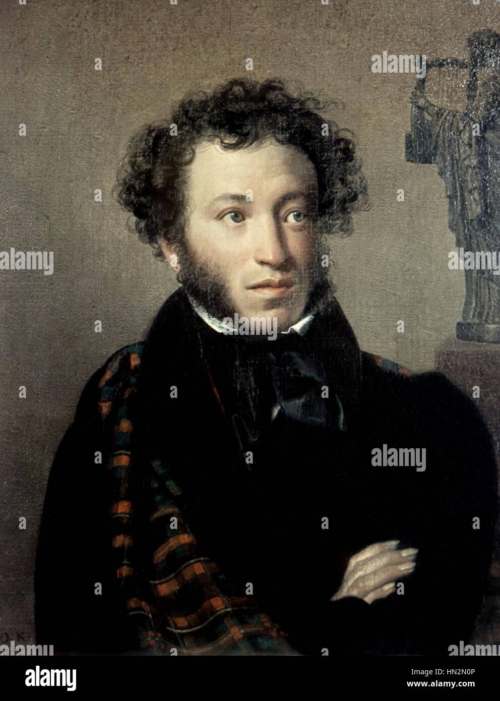 A. Kippenski (1782-1836) Porträt von Alexander Pushkin aus dem 19. Jahrhundert Moskau, Tretjakow-Galerie Stockfoto