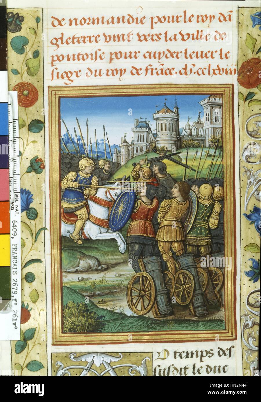 1. Kreuzzug (1096-1099). Die Romantik von Gottfried von Bouillon (Le roman de Godefroy de Bouillon). Crusading Ritter kämpfen gegen die Sarazenen. Stockfoto