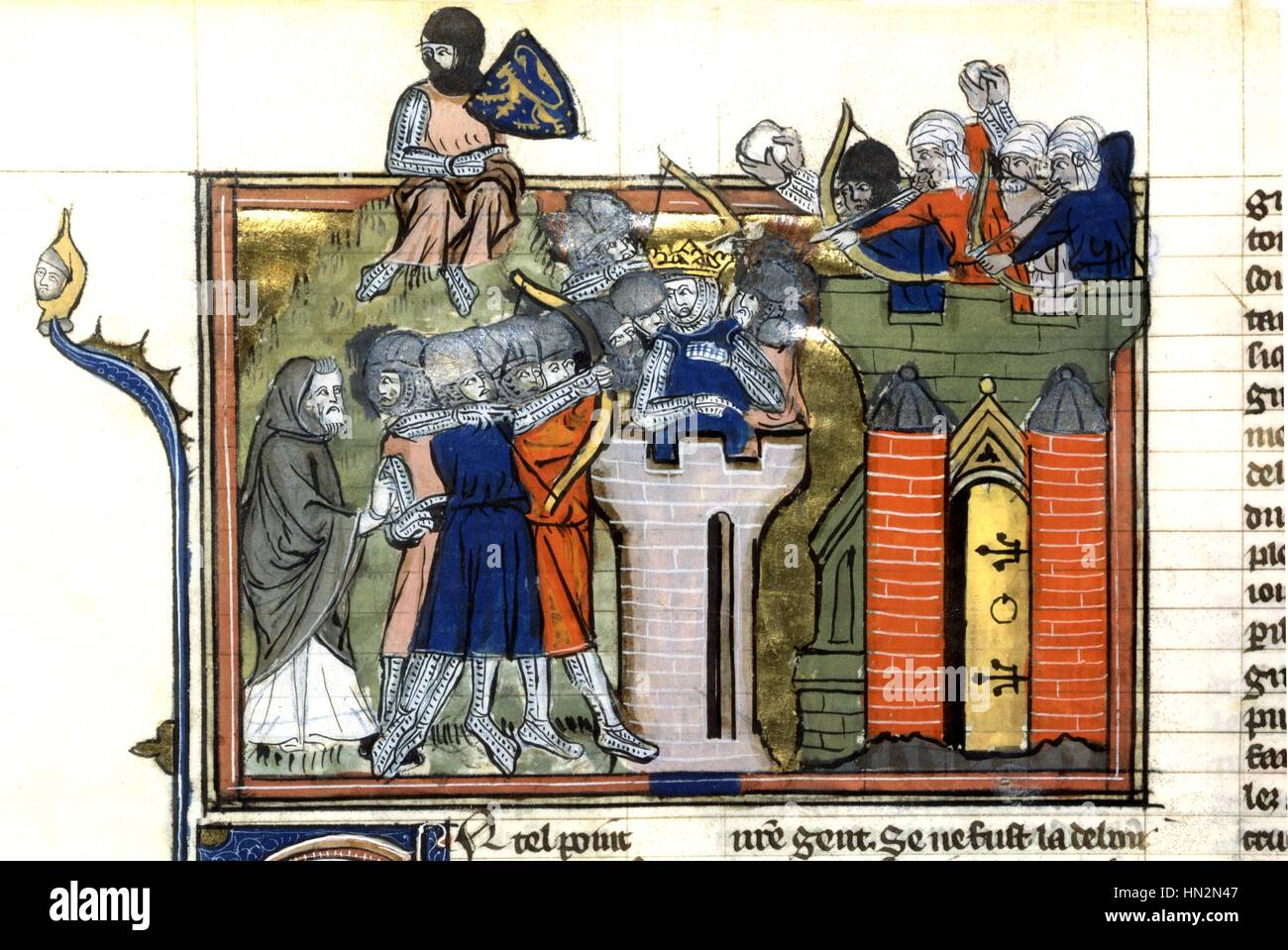 1. Kreuzzug (1096-1099). Die Romantik von Godefroy de Bouillon Erfassung von Jerusalem Manuskript 14. Jahrhundert Stockfoto