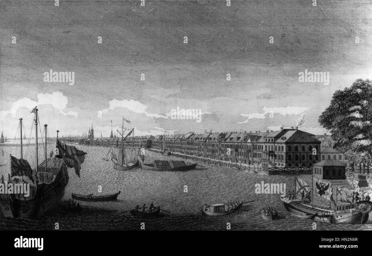 St. Petersburg, Blick auf die Newa Russland 18. Jahrhundert Stockfoto