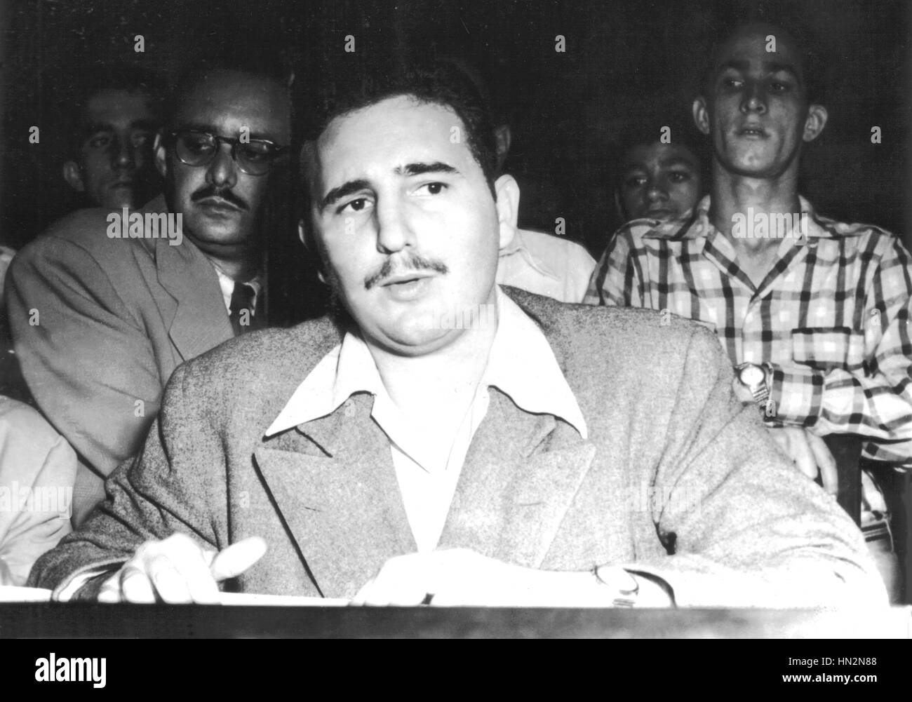 Fidel Castro nachdem er verhaftet worden und vor weggetrieben aus Kuba 1953 Stockfoto