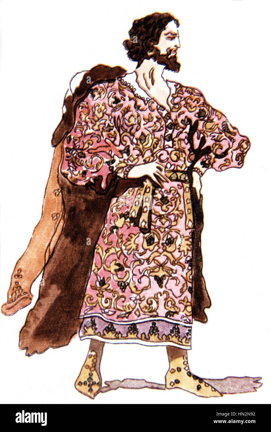 Fürst Igor, Oper von Borodin (1833-1887). Aquarell von Korowin: Khan Kotchak Kostüm 1929 russische Ballette Privatsammlung Stockfoto