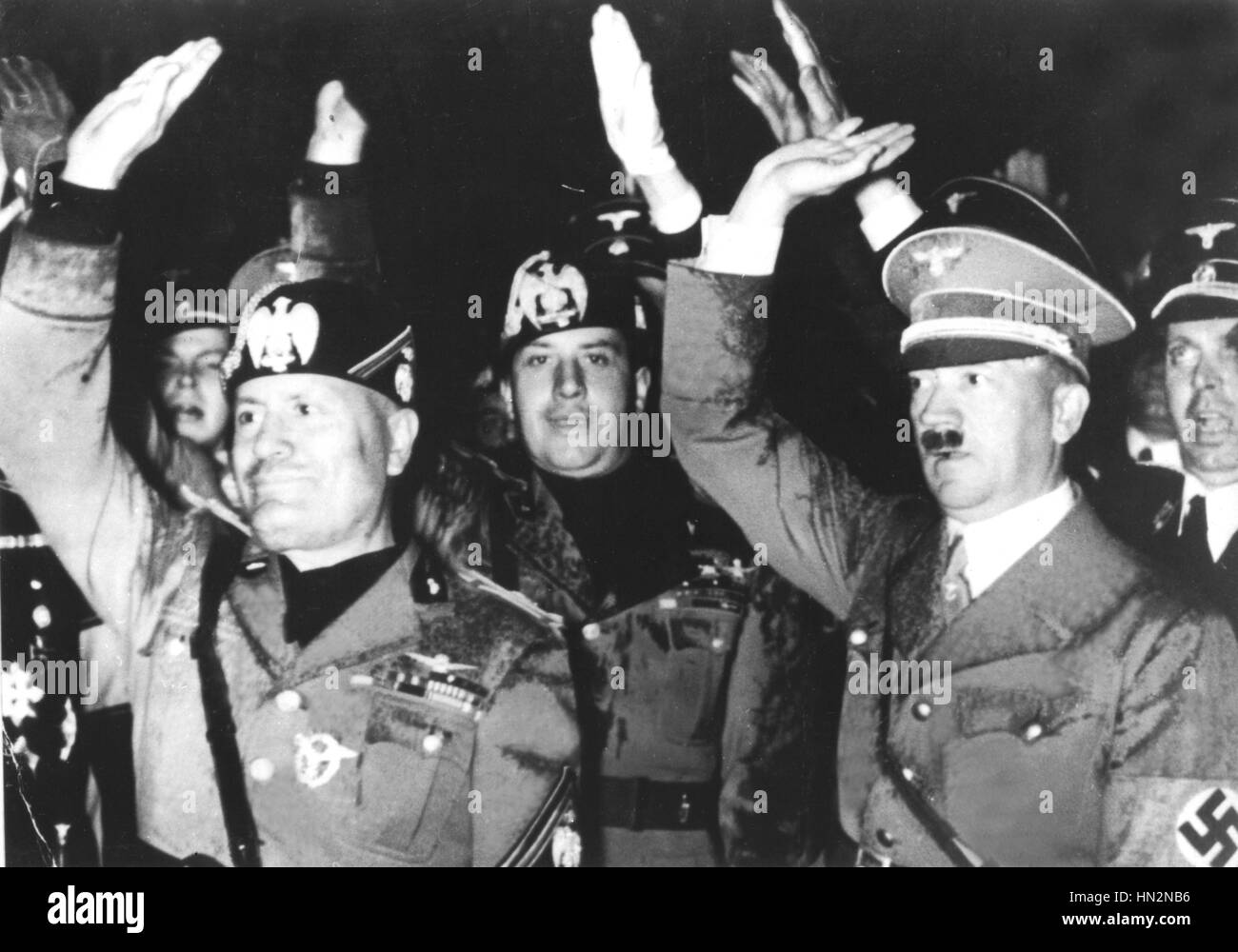 Berlin. Ciano, Mussolini und Hitler 1937 Deutschland Stockfoto