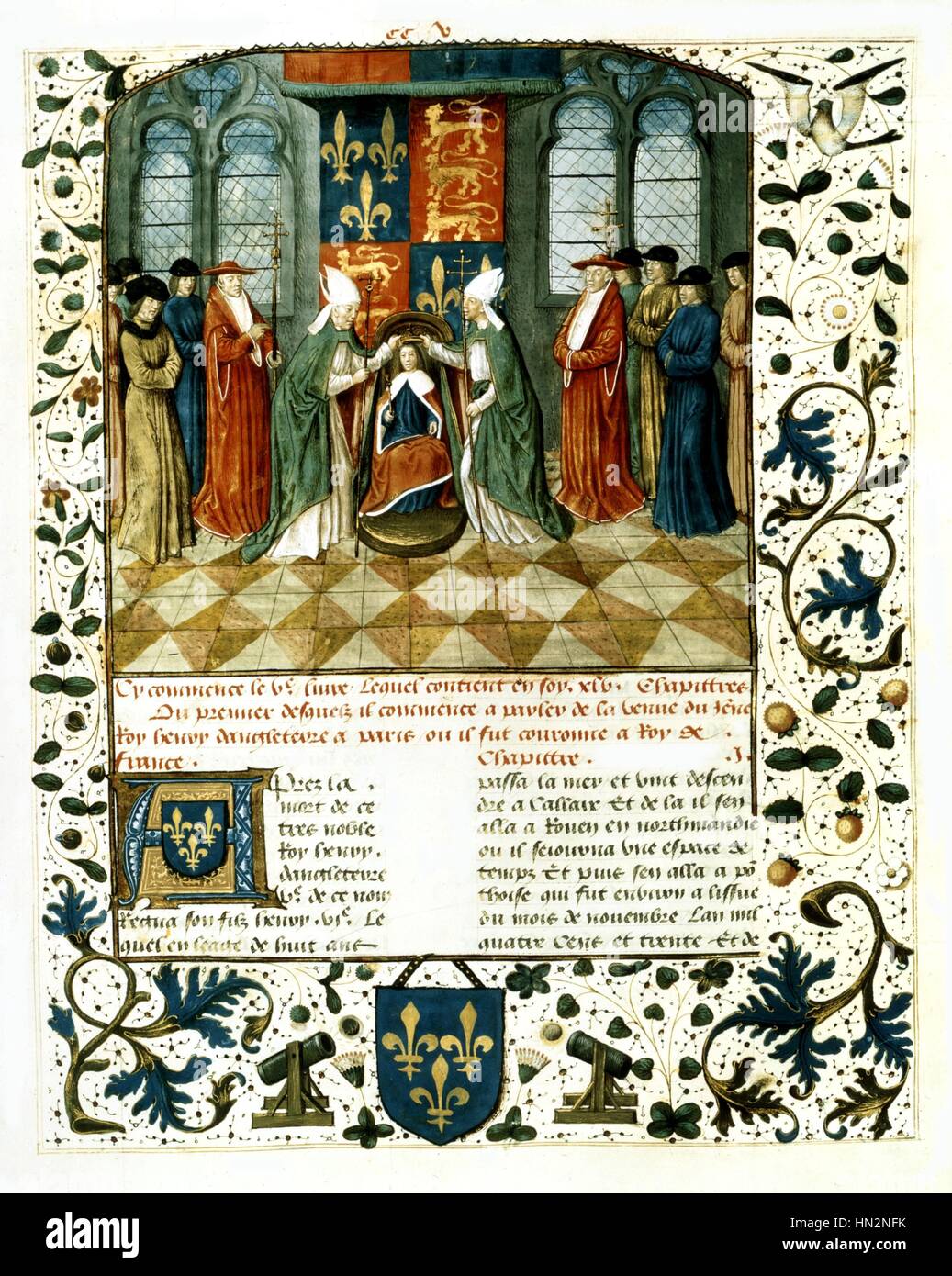 Anonyme Miniatur König Henry VI von England, (1422-1461), gekrönt als König von Frankreich, 16 Dezember 1431 Frankreich Stockfoto