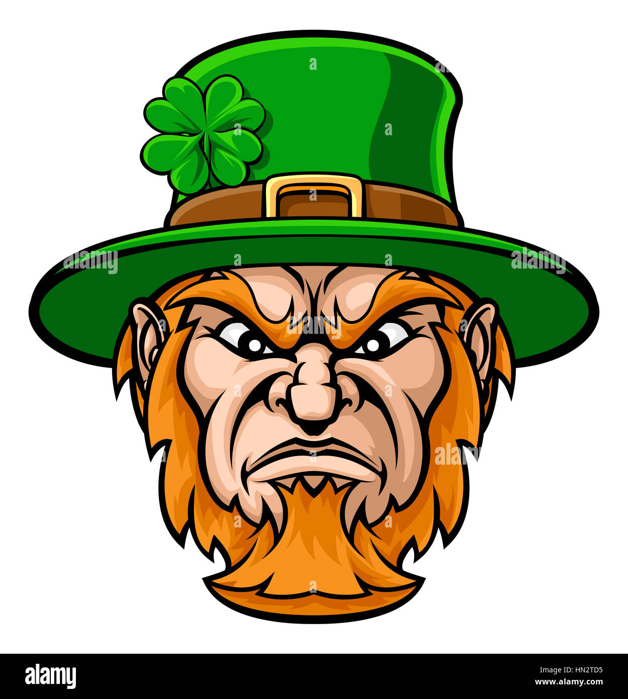 Harte Cartoon Kobold St Patricks Day Charakter oder Sport-Maskottchen Stockfoto