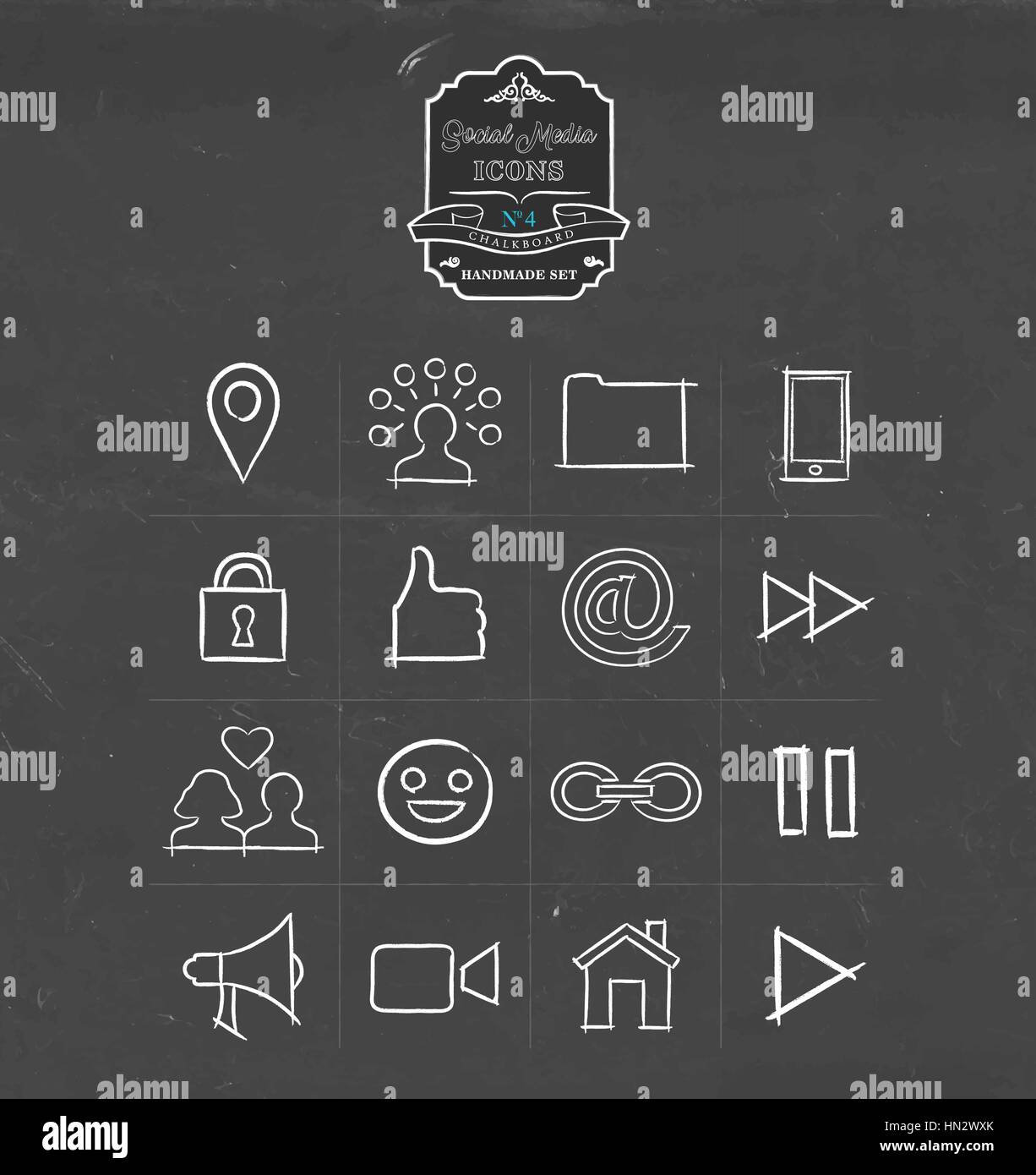 Social-Media Sammlung handgezeichnete Tafel Symbol, von Internet-Networking-Symbolen. Telefon, Emoji, online-dating und vieles mehr umfasst. EPS10 Vektor. Stock Vektor