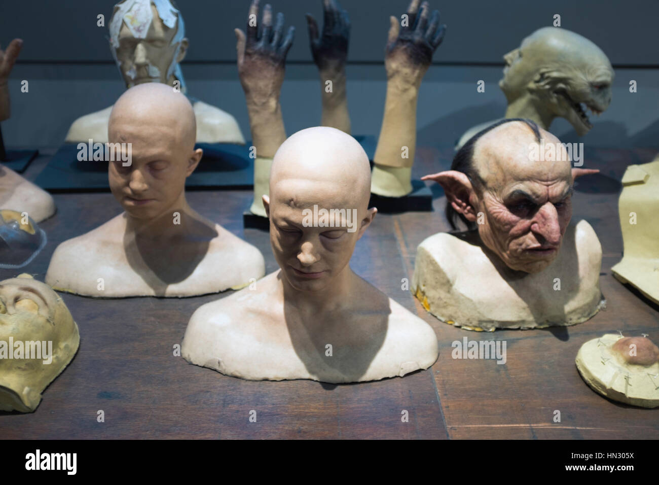Harry Potter Masken & Kostüme auf der Harry Potter Warner Brothers Studiotour Stockfoto