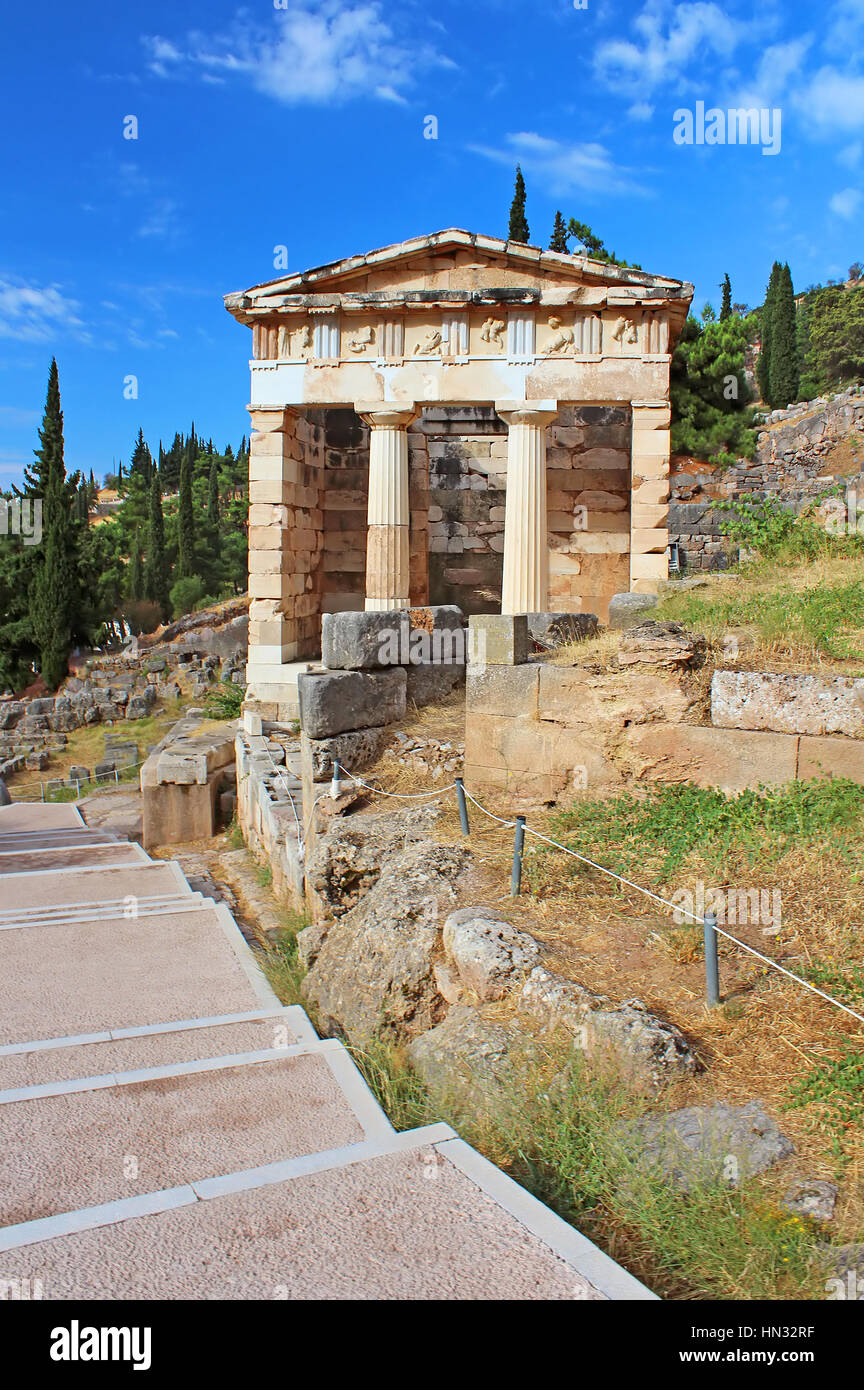 Ruinen der antiken Stadt Delphi, Griechenland Stockfoto