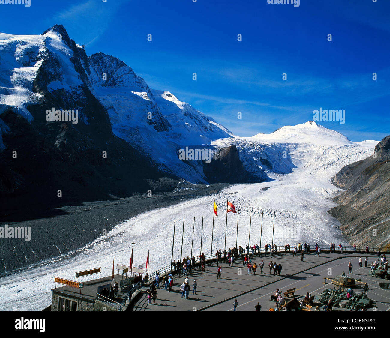 Großglockner-Gebirge und die Pasterze-Gletscher, Kärnten, Österreich Stockfoto