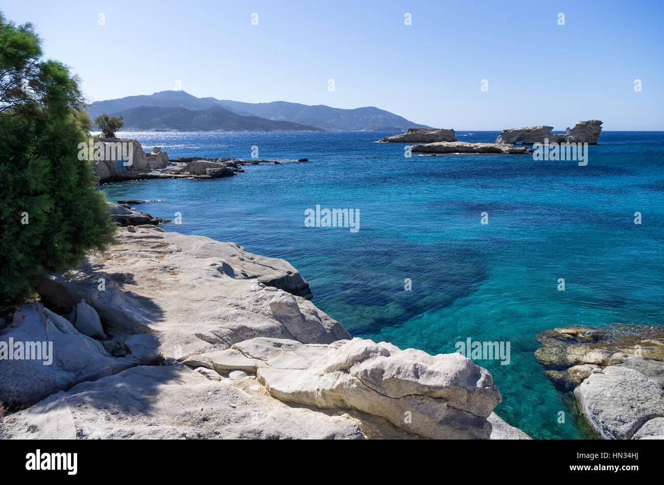 Erstaunliche Meer auf der Insel Kimolos, Kykladen, Griechenland Stockfoto