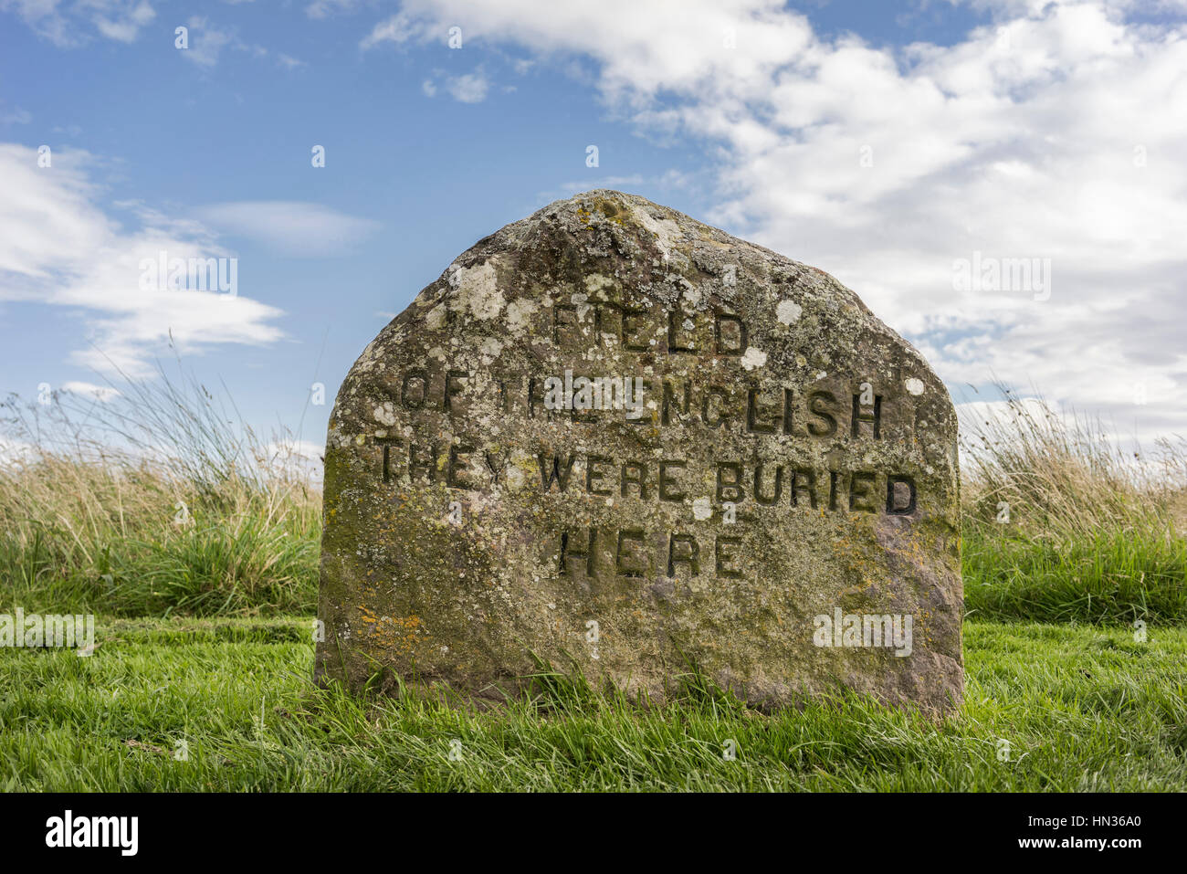 Clan-Gräber in Culloden Moor in Schottland. Stockfoto