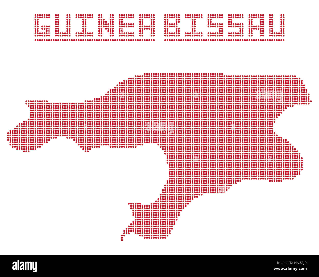 Ein Punkt-Karte von Guinea Bissau isoliert auf weißem Hintergrund Stockfoto