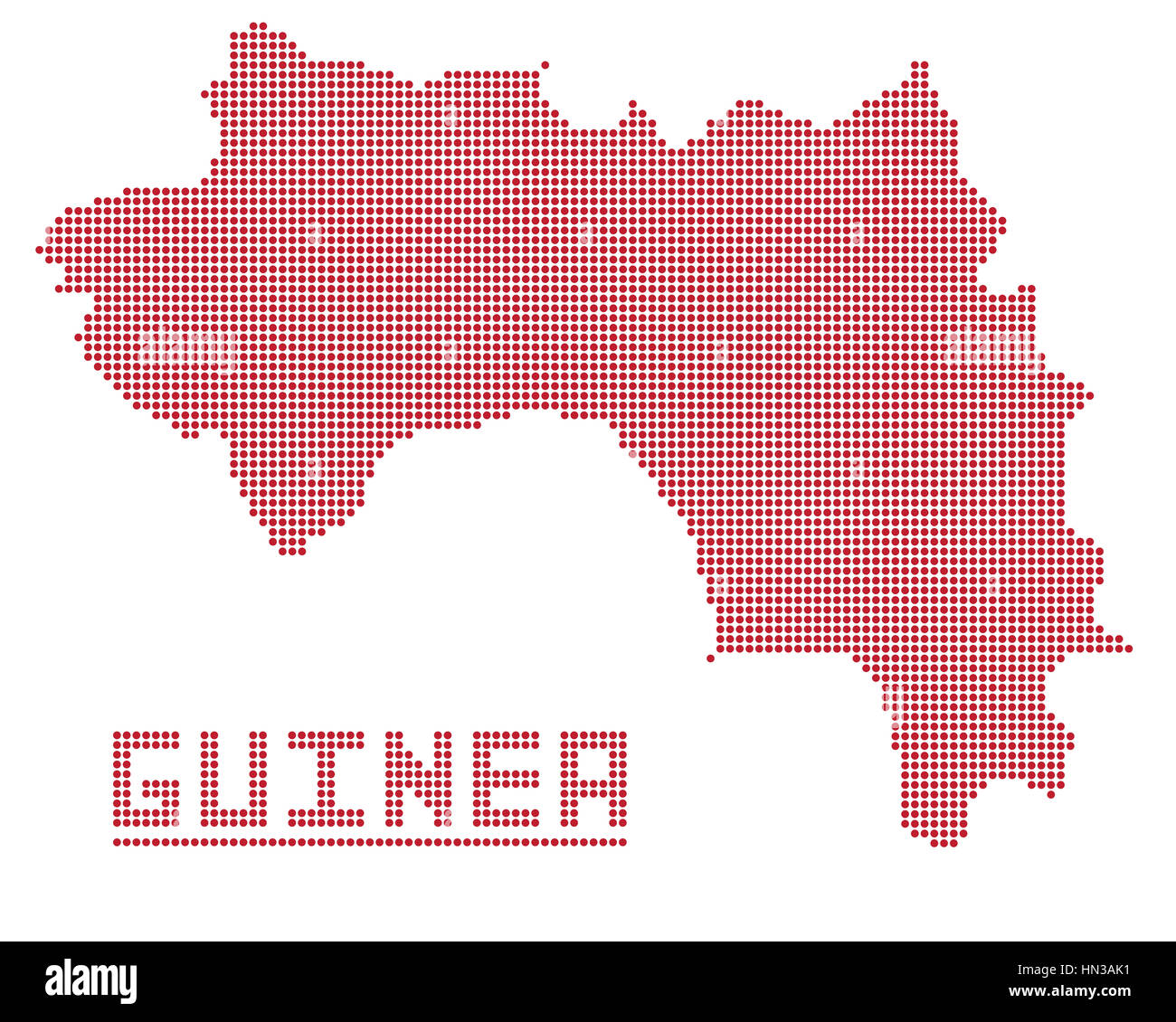 Ein Punkt-Karte von Guinea isoliert auf weißem Hintergrund Stockfoto