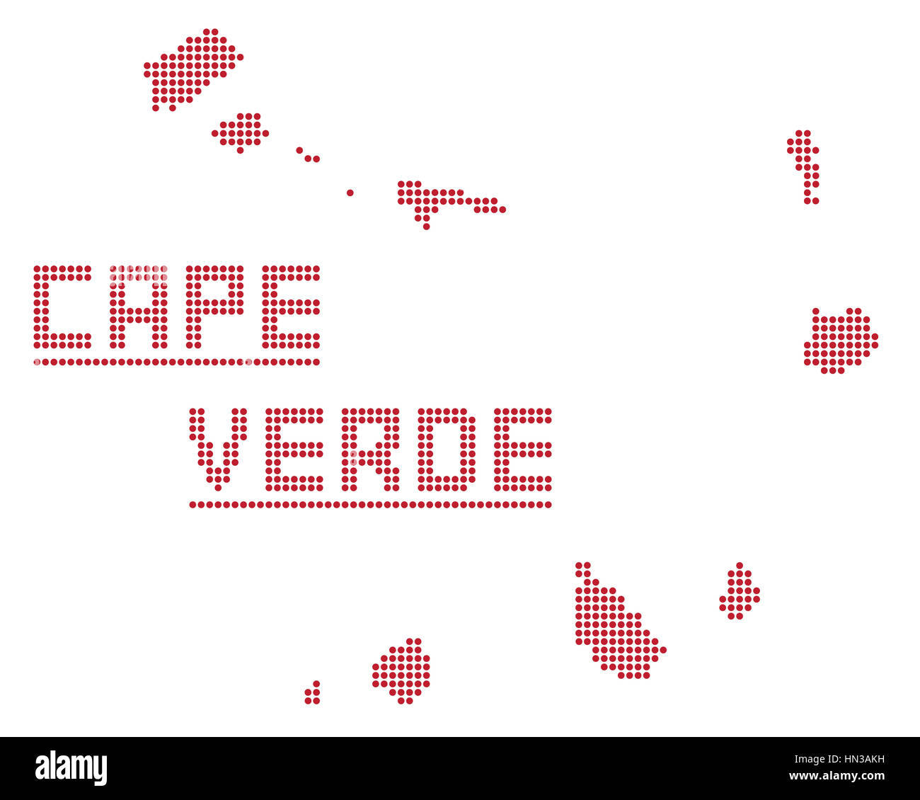 Ein Punkt-Karte von Kap Verde isoliert auf weißem Hintergrund Stockfoto