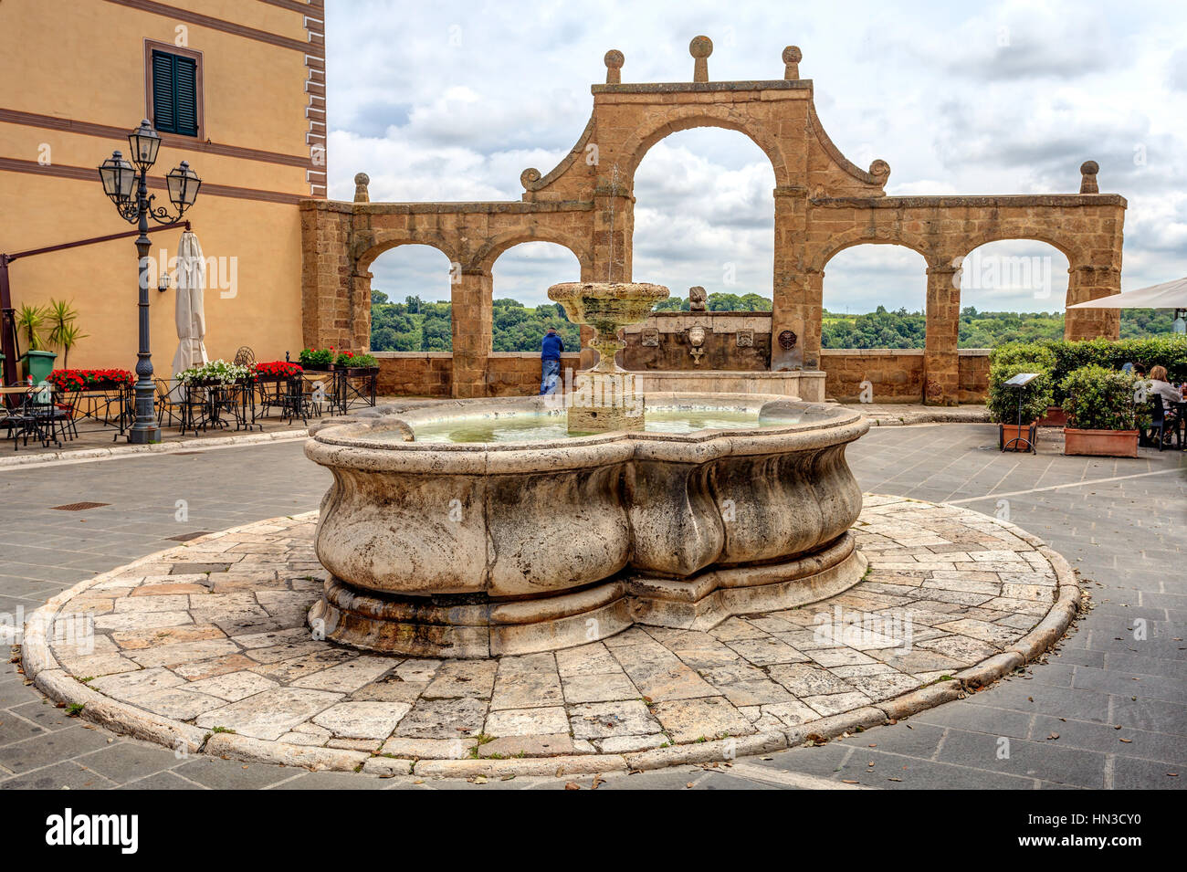 Faszinierenden Ausblick auf die mittelalterliche Stadt von Pitigliano in der Toskana, Italien Stockfoto