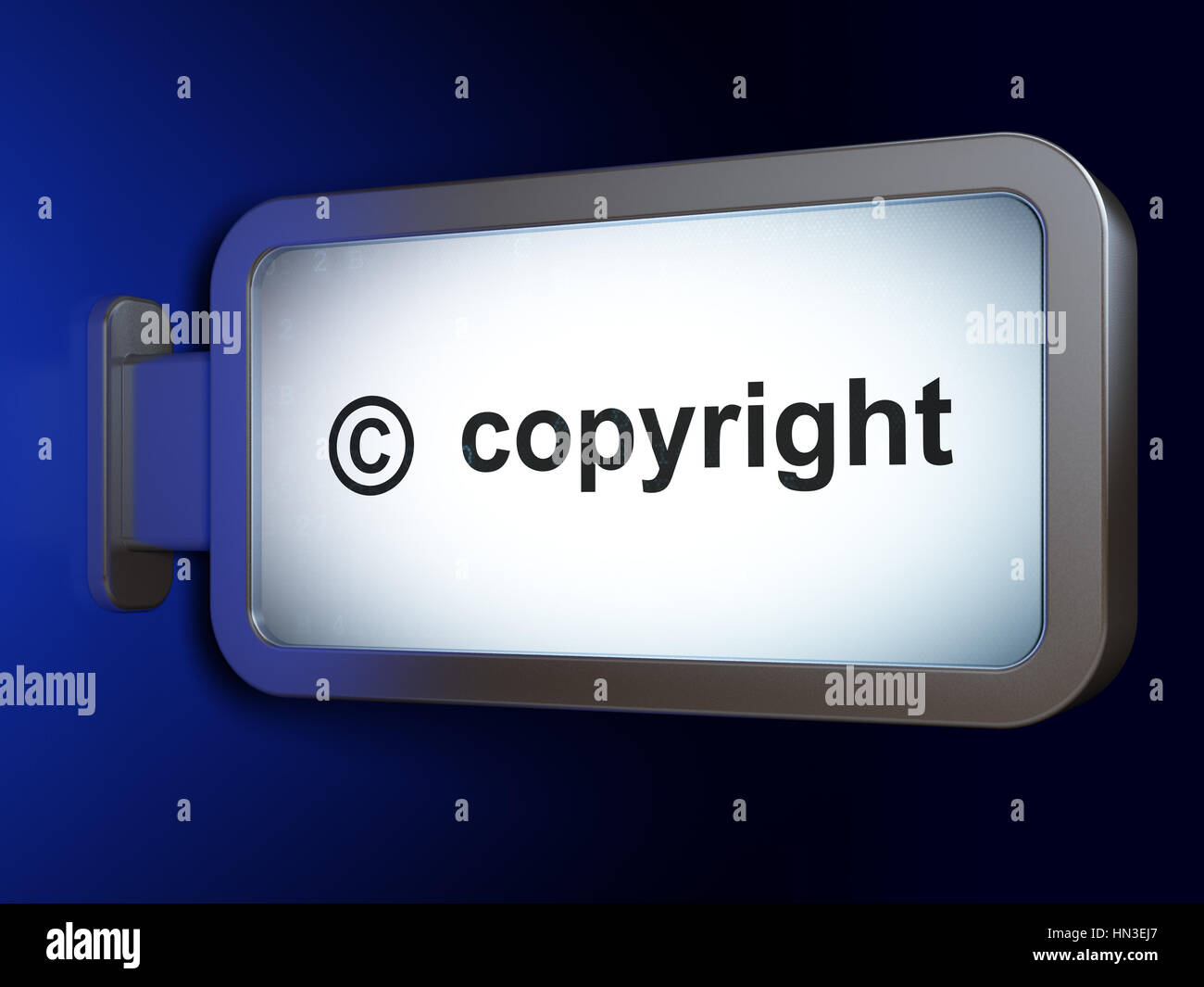 Begriff: Urheberrecht und Copyright auf Werbung Plakat Hintergrund, 3D-Rendering Stockfoto