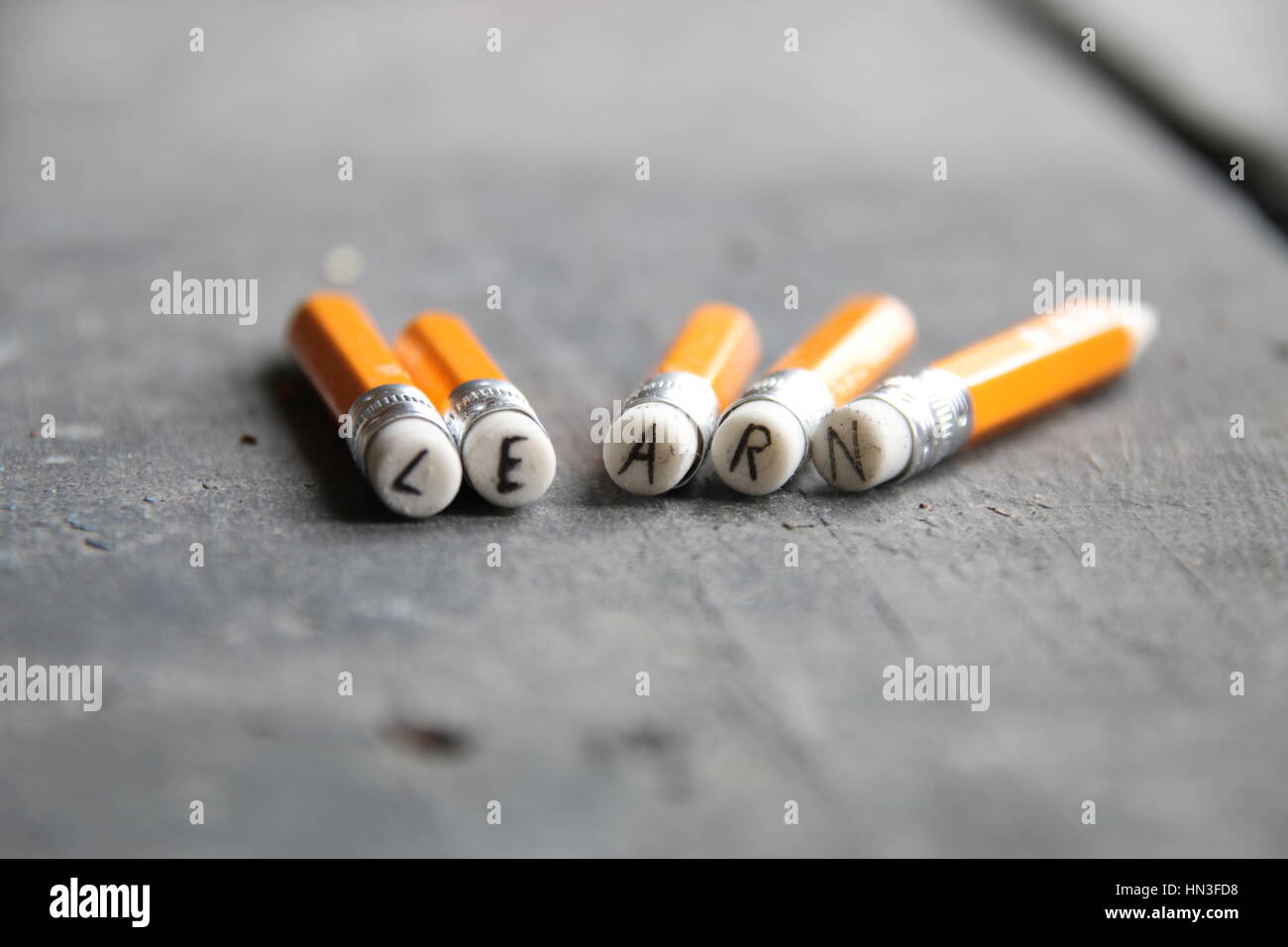 Inschrift auf Bleistift zu lernen Stockfoto