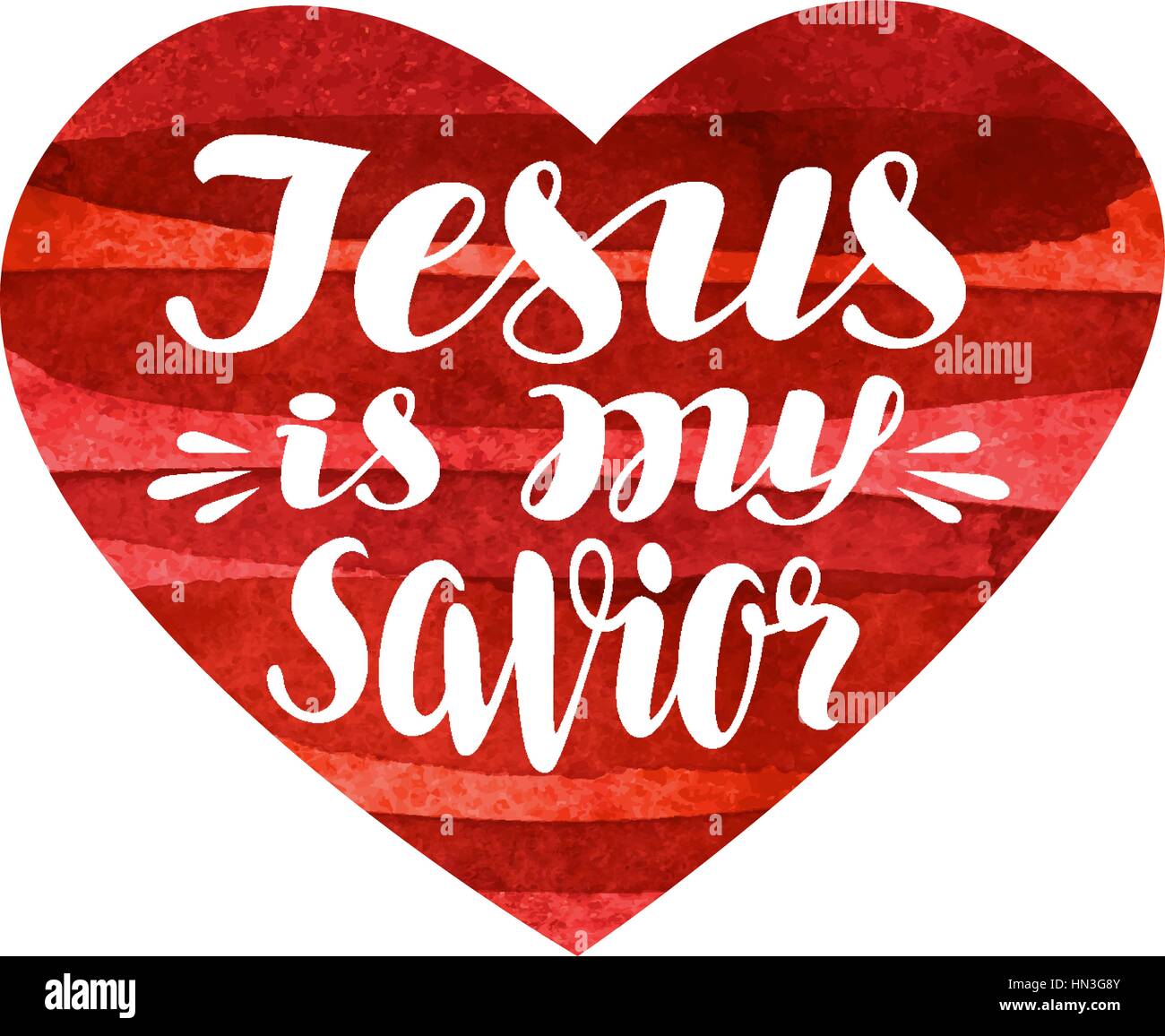 Jesus ist mein Heiland. Schriftzug, Kalligraphie in Form von Herzen. Vektor-Illustration isoliert auf weißem Hintergrund Stock Vektor