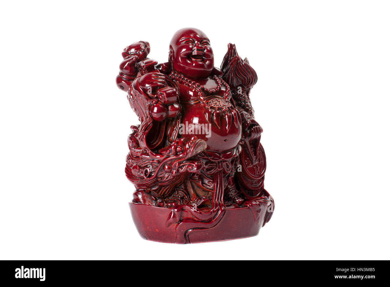 Statue, Buddha - Budai oder Hotei lachend. isolierte fröhlichen Mönch. Stockfoto