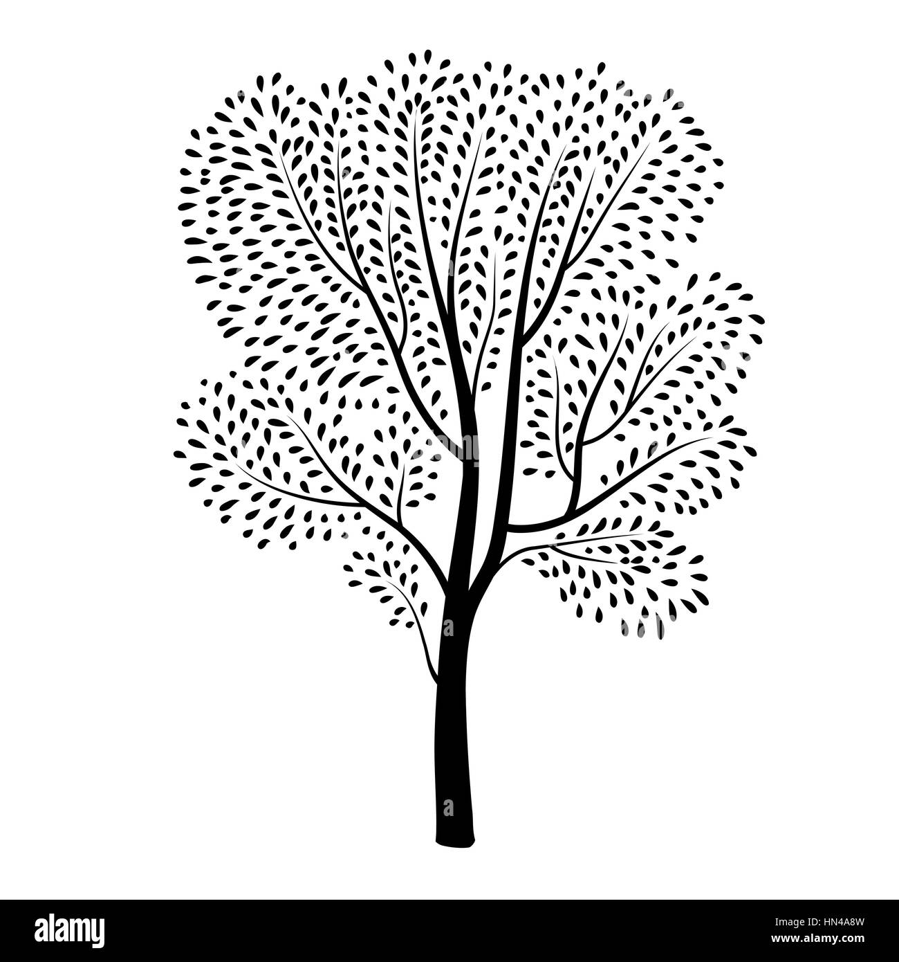 Baum Silhouette isoliert. Pflanze mit Blättern. Frühling Natur wildlife Design element Blooming Tree Hintergrund Stock Vektor