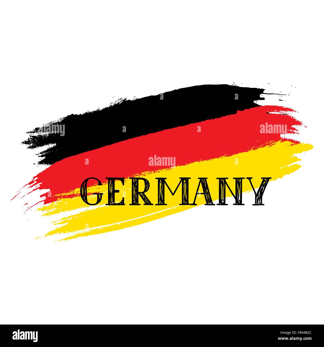 Grunge lackiert deutsche Fahne Skizze mit Hand gezeichnet Schriftzug. tavel Deutschland Zeichen auf weißem Vektor-illustration isoliert Stock Vektor