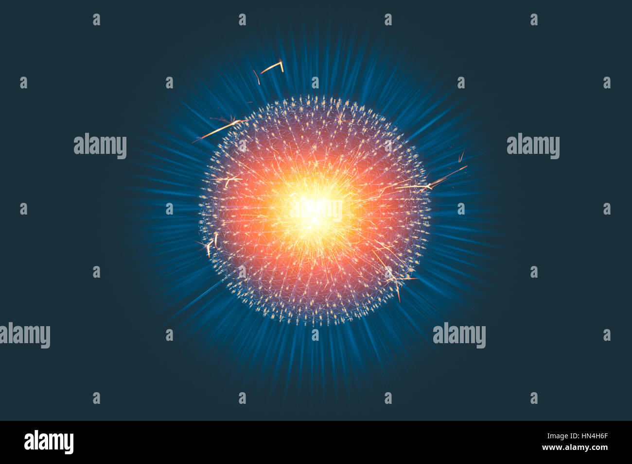 CG Modell Struktur Form der Kern Atom Atom Bombe explodieren Röntgen-Strahlung aussenden oder leichte Injektion von Magnetfeldern und Partikeln aus dem zentralen Stockfoto