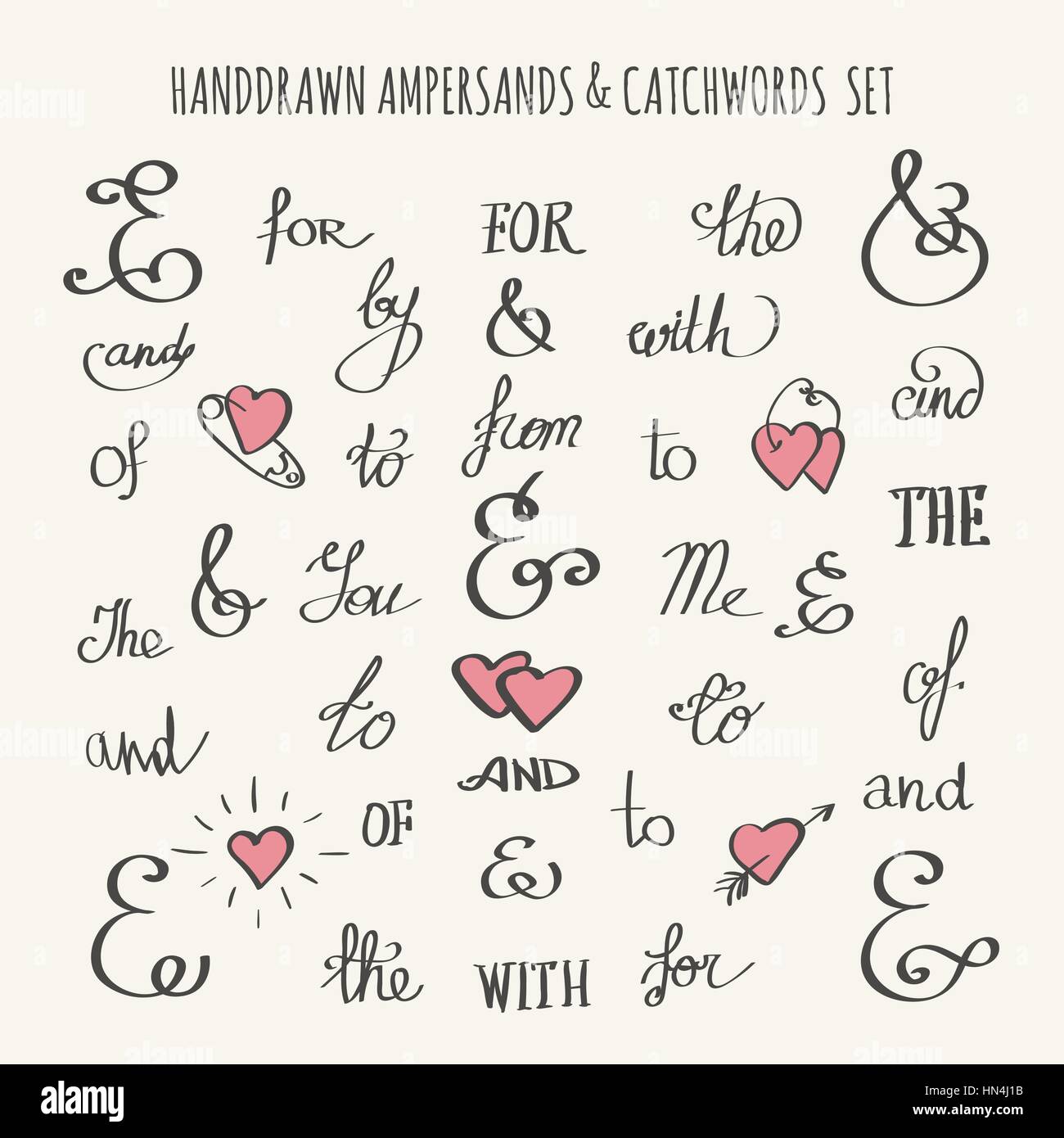 Satz von handgezeichneten et-Zeichen und Schlagworte. Vektor-Illustration. Stock Vektor